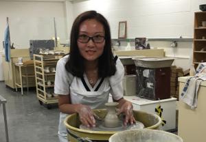 Catherine visiting a pottery customer's site